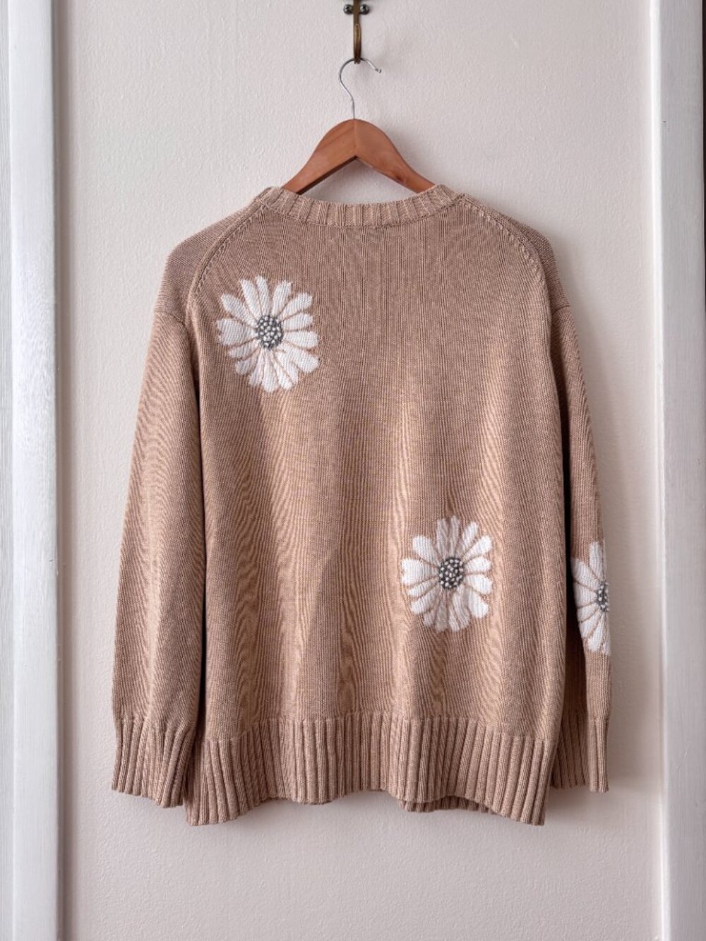 Tuckernuck Miss Daisy Floral Crewneck Knit Sweater in Tan - Picture 7 of 8